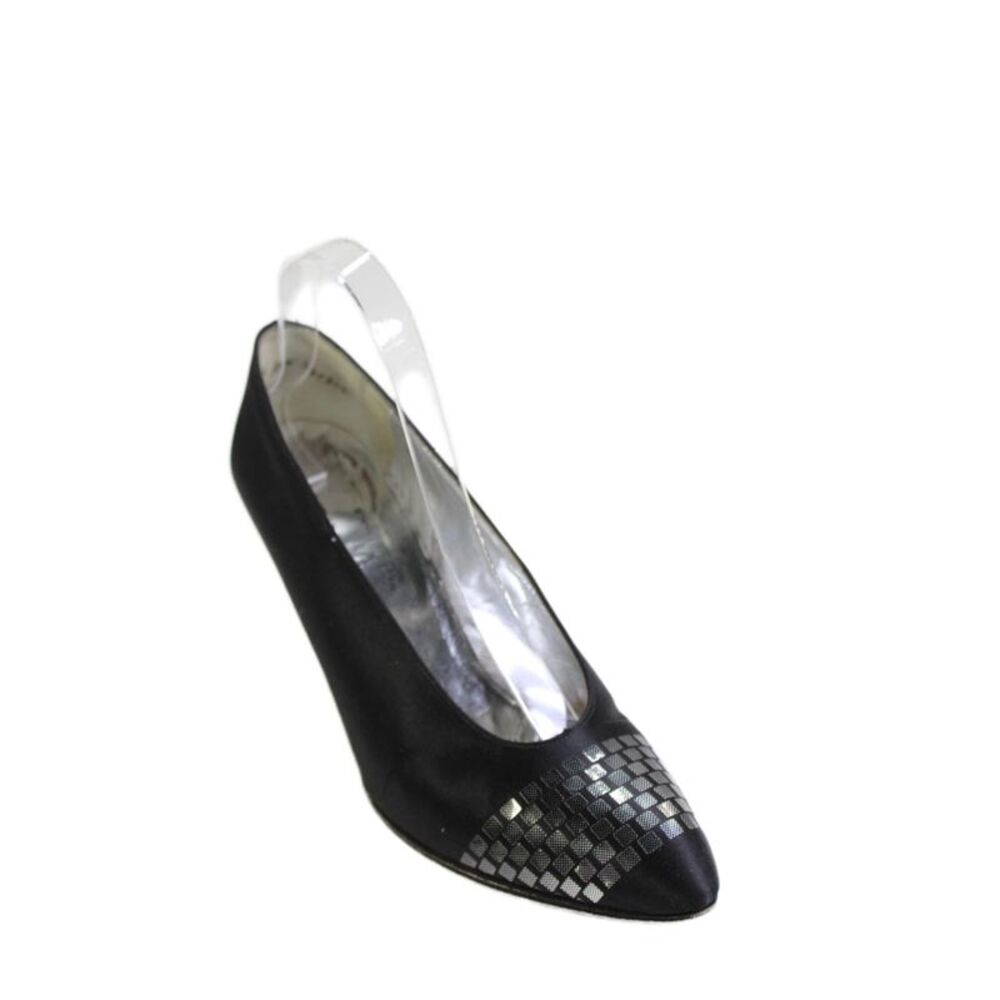 Charles Jourdan Paris Womens Geometric Metallic Detail Heels Black Size 8.5
